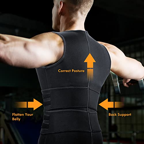 A+ Choice Sauna Vest Waist Trainer for Men - Mens Sauna Suit Double Sweat Belt Body Shaper for Gym Workout Exercise - size: 1XL (Waist36"-38")