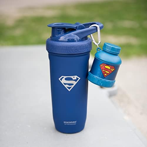 Smartshake Justice League Whey2Go Superman Protein Powder Storage Container 50g – BPA Free Shaker Bottle Funnel for Whey Protein Powder + Protein Shakes 110ml, DC Comics Superman Gifts for Men - color: Superman