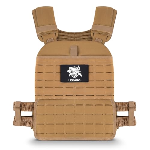 Adjustable Weighted Vest for Men Women – Tactical Vest for Rucking, HIIT & CrossFit, Fits 10x12 Plates, 600D Breathable Weight Vest & Exercise Vest for Strength Training, Weights Not Included - color: Khaki-1