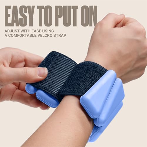 SPORTBIT Wrist and Ankle Weights for Women - Set of 2 (1lb Each) Wearable Ankle & Wrist Weights - Leg & Arm Bands, Silicone Weighted Bracelets for Workout, Walking, Running, Yoga, Pilates - color: Single Blue