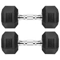 Hex Dumbbells Rubber Coated Cast Iron Hex Black Dumbbell Free Weights for Exercises - style: 20 Pounds / Pair