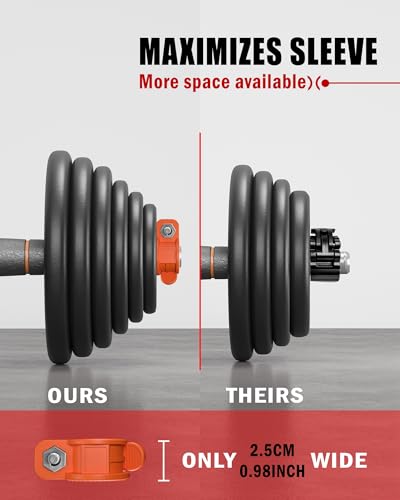 Mini Barbell Clips 1 inch I Multi-Size Adjustable Barbell Collar I 1 inch Barbell ClampsIQuick Release Weight Clips Pair of Locking for Dumbbell Bar - color: Orange