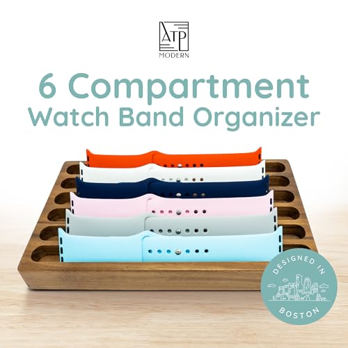 Wooden Watch Band Organizer - Works with All Apple Watch Bands - Watch Band Holder - Wooden Watch Stand Display - Compatible with All Apple iWatch Bands - Solid Wood Design - color: Walnut