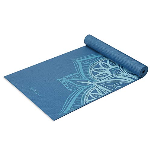 Gaiam Premium Yoga Mat, 6mm Thick Print Mat | Premium 6mm thick cushioning for joint support. Non-slip print design for yoga, Pilates & floor workouts. - color: Indigo Point