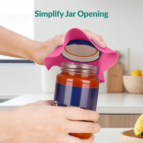 NIHOME Silicone Jar Opener – 6 Inch Large Anti-Slip Grip Pads, Premium 100% Food-Grade Silicone, Stylish Designer Colors, Multi-Purpose Heat-Resistant Mat & Coaster, Set of 4 (pink series) - color: Pink Series-4pcs, size: Round Shape
