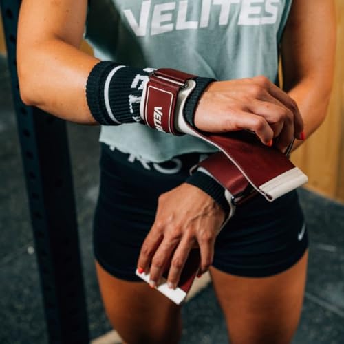 Velites - Official Crossfit® Games Quad Ultra Grips - No Chalk and Smooth Bars - Wristbands and Carry Bag Included - Pull-ups, Muscle-ups and Toes to bar - color: White, size: Large
