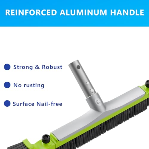 Sepetrel 20” Pool Brush Head for Cleaning Walls,Heavy Duty Inground/Above Ground Swimming Pool Scrub Brushes with Premium Strong Bristle & Reinforced Aluminium Back - size: 20" Curved Edge
