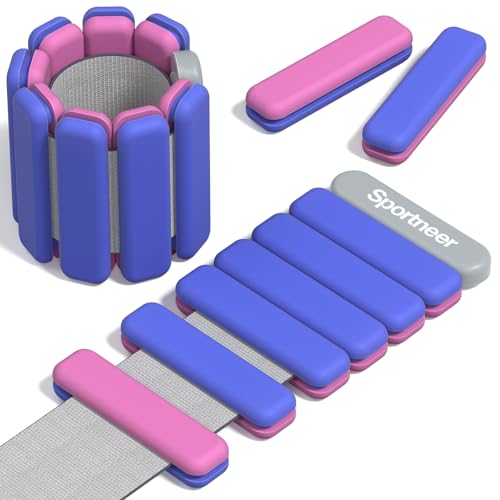Sportneer Wrist & Ankle Weights for Women Men 4 lbs (2 lb Each) Adjustable Silicone Weighted Bracelet Set for Gym Yoga Pilates Cardio Strength Training Wearable Arm Hand Workout Weights - color: Raspberry Pop, size: 2 LB x 2