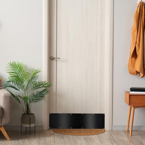 Tatuo 4 Pcs 34 x 8 Inch Door Kick Plates for Exterior Interior Bulk Doors Protection Decor Rectangular Aluminum Door Push Plate with Satin Finish (Black) - color: Black, size: 34 x 8 Inch