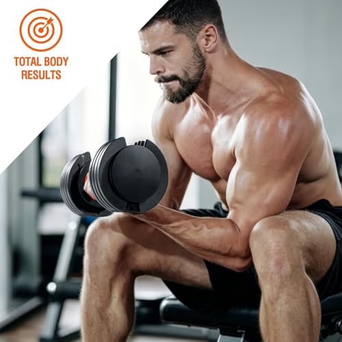 SKOK 25/55 lbs Pair Adjustable Dumbbells Set, Adjustable Weights Dumbbells Set for Men and Women with Anti-Slip Fast Adjust Weight by Turning Handle Dumbbell with Tray - color: 55lbs-Pair