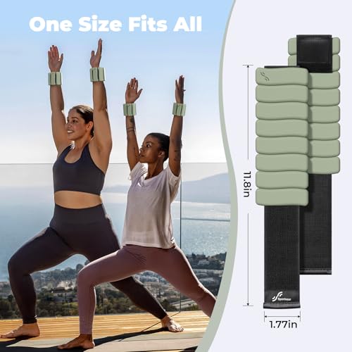 Sportneer Wrist & Ankle Weights for Women & Men Set of 2 (1LB/2LB Each) - Soft Silicone Arm & Leg Weights for Pilates, Yoga, Walking, Barre, Home Workout, Water Aerobics - color: Dusty Matcha, size: 2 Lb Pair (1 Lb Each)