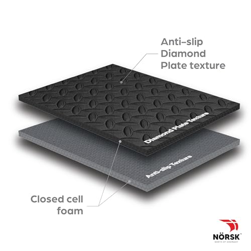 NÖRSK Duräflex Medium-Duty Reversible Interlocking Foam Floor Tiles, Diamond Plate Texture, Black/Blue, 24 X 24 X .47 in., 6-Pack (24 sq. ft.) (Black/Gray, 0.47" Thick) - color: Black/Gray, size: 0.47" Thick