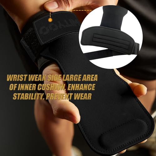 Weight Lifting Wrist Strap, Weightlifting Grip Strap for Gym Deadlifts, Powerlifting, Heavy Shrug, Pull Ups, Three Layer Leather Adjustable Training Accessory Gifts for Men Women Dad Him - color: Black