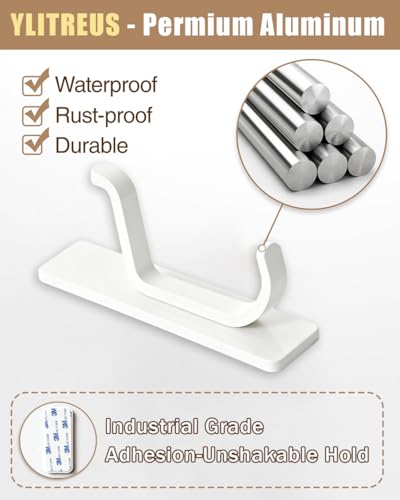 6 Pack Adhesive Wall Hooks - 15lbs Extra Stick On Hooks Heavy Duty Coat Hooks for Walls No Damage - Strong Sticky Hook for Hanging Key Purse Towel in Bathroom Kitchen Door, White - color: White