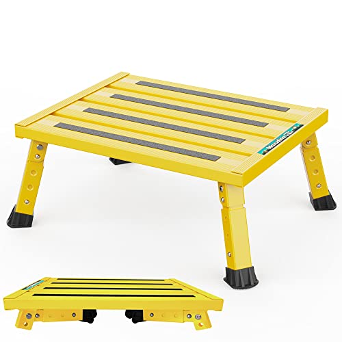 Marudina Large Platform RV Steps, 3-Level Adjustable Height Aluminum Folding Step Stool, Light Folding Anti-skidding RV Step, Supports Up to 1,000 lb (17.5" X 13.5" Large Platform) | 17.5"x13.5" Large Platform,Aluminum Frame,Non-Slip Rubber Feet,Quick Fol