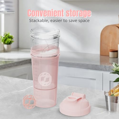 2 Pack 28oz Protein Shaker Bottles, Leakproof BPA Free Gym Mix Cups - color: Pink+White PRO