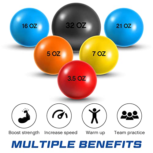Hungdao 6 Pcs Weighted Plyo Training Balls Variable Plyo Weighted Balls Practice Weighted Baseball Weighted Ball Set for Throwing Pitching Power Improving Accessories, 6 Colors - size: 3.5 to 32 Oz
