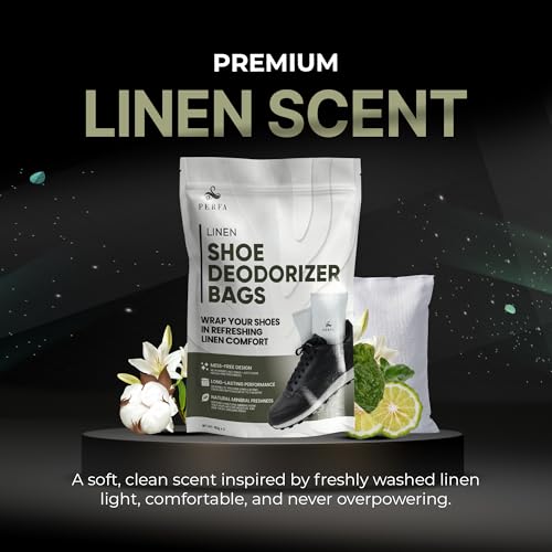 Shoe Deodorizer Pack of 2 - Linen Scent Odor Eliminator - Odor Absorber Air Freshener, Multi-Use for Shoes, Bags, Boots, Boxing Gloves, Gym Bag, Sneaker and Closet Deodorizer - Fragrance by Perfa