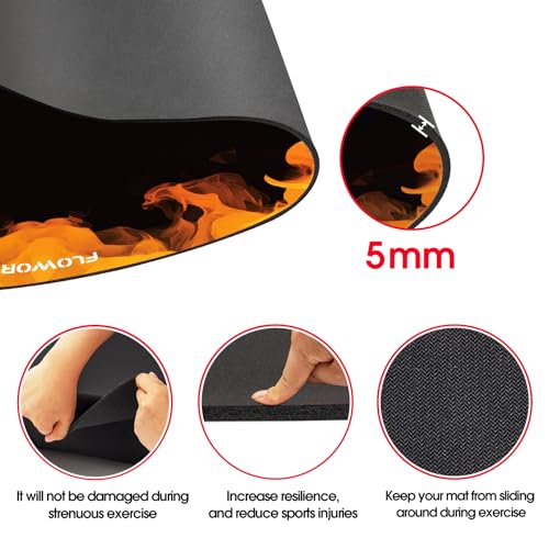 Cheete Jump Rope Mat Large Rubber Exercise Mat Indoor Outdoor Shock Absorbing Mat Non-Slip Oval Design for Floor & Rope Protection, Workout Mats for Home Gym Flooring - color: Green＆Orange