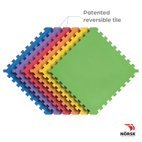 Norsk Dual-Sided Reversible 1/2" Foam Exercise Mats for Home Gym - Interlocking EVA Foam Tiles - color: Rainbow Pack/Black, size: 42 Tiles - 168 Sq. Ft.
