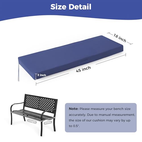 IPYNBAP Outdoor Bench Cushions for Outdoor Furniture, 45x18x3 Inch, Waterproof Bench Pillow, Fade Resistant Long Bench Seat Pads for Garden, Indoor, Porch Swing, Navy Blue - color: Navy Blue, size: 45×18×3 Inch