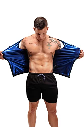 FUXERT Men's Sauna Vest Workout Sweat Tank Top Waist Trainer for Men Compression Sweat Enhancing Vest - color: Solid Black578, size: Small-Medium
