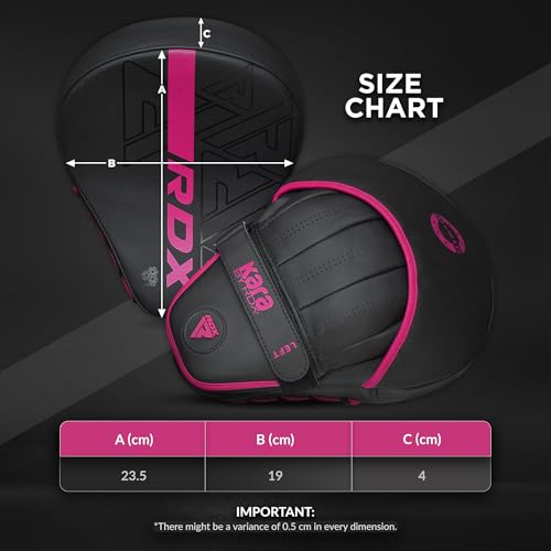 RDX Boxing Pads and Gloves Set, Maya Hide Leather Kara Hook and Jab Curved Focus Mitts with Punching Gloves for MMA, Muay Thai, Kickboxing Coaching, Martial Arts - color: Pink, size: 12OZ