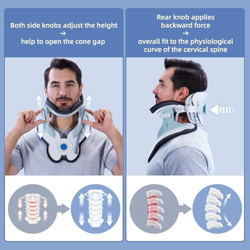 Cervical Neck Traction Device, Adjustable Air Pump Inflatable, Built-in 8 Airbag, Neck Stretcher for Cervical Pain Relief and Relaxation, Easy to Wear for Home Use