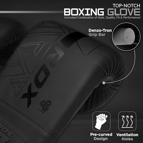 RDX Boxing Pads and Bag Gloves Set, Maya Hide Leather Kara Hook and Jab Training Pads, Curved Focus Mitts for MMA, Muay Thai, Kickboxing Coaching, Martial Arts, Punching Hand Target Strike Shield - color: BLACK