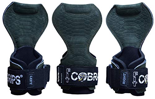 Cobra Grips Weight Lifting Gloves with Adjustable Neoprene Padded Wrist Wraps - Heavy Duty Alternative to Power Lifting Hooks for Deadlifts - color: FIT Green Sway Leather, size: 4.25 - 7.0"