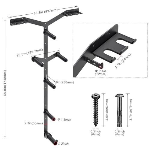 Wall Mounted Weight Plate Rack, Heavy Duty Olympic Barbell Holder & T Bar Row Landmine Attachment, 5 Pegs & 4 Barbell Storage, Space-Saving Home Gym Organizer - color: A. Mounted Weight Plate Rack