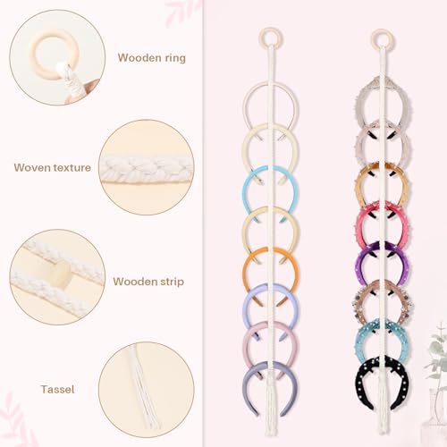 3 PCS Headband Holder Organizer for Girl,Hanging Hairband Storage for Women,Beige Hair Hoop Display Hair Accessories Organizer Bedroom College Dorm Decor(Beige Beads) - color: Boho2-3pcs