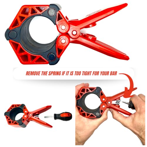 Next Gen Barbell Clips for crossfitters, Max Weight Capacity, Optimized Bar Locks for Olympic & Power Lifting (Red, Set of 2 Clamps)