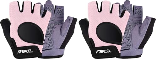 ATERCEL Weight Lifting Gloves Full Palm Protection, Workout Gloves for Gym, Cycling, Exercise, Breathable, Super Lightweight for Mens and Women - color: Pink, size: Small (Pack of 2)