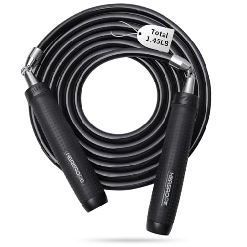 Weighted Jump Rope 1LB for Men & Women - Heavy Duty 11mm Steel Cable, Metal Handles with Smooth Spin, Comfortable Grips & Adjustable Length | Perfect for Muay Thai, MMA & High-Intensity Fitness Workouts