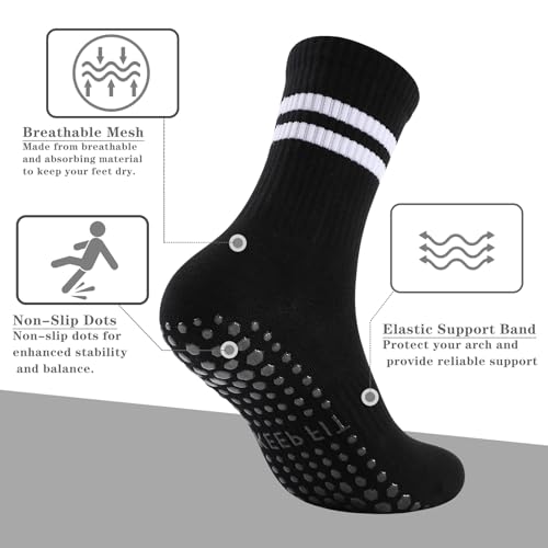 loudashuaiqi Grip Pilates Socks Non Slip Athletic Yoga Socks with Grips for Women Grippy socks for Hospital Workout Barre - style: 3pair Black