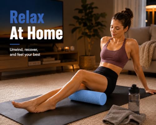 17.8 x 3.94 Inch Textured EVA Foam Roller, Compact Exercise Massage Roller for Muscle Rolling, Yoga, Pilates, Stretching and Home Gym Fitness，Beige - color: Beige