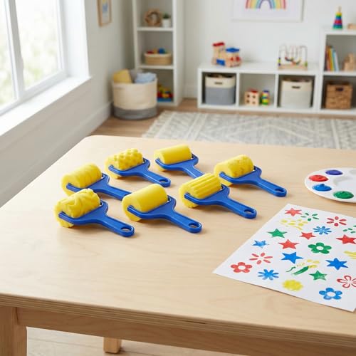 Homoyoyo 8 Pcs Pattern Paint Rollers, Sponge Texture Painting Roller Brushes, Decorative DIY Craft Paint Applicator Tools for Wall Art, Paper, Canvas and Texture Painting
