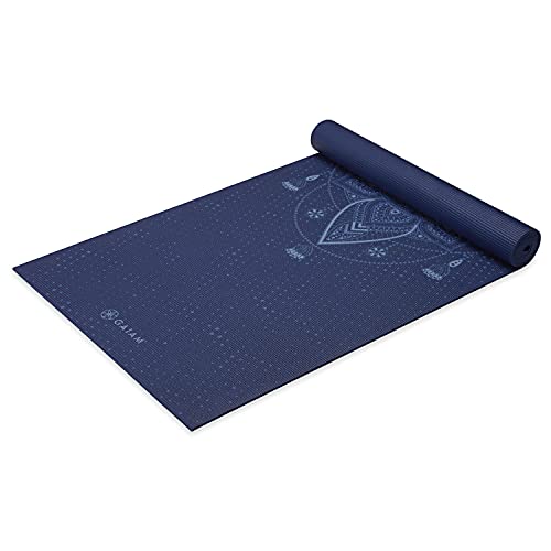 Gaiam Premium Yoga Mat, 6mm Thick Print Mat | Premium 6mm thick cushioning for joint support. Non-slip print design for yoga, Pilates & floor workouts. - color: Celestial Blue