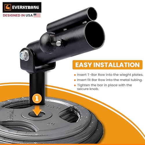 EVERSTRONG T Bar Row Attachment with V Bar Attachment Landmine Handle - 360 Swivel Landmine Attachment for Barbell for Full-Body Workout in Home Gym - Small Spaces - Deadlifts Squats Landmine Stand - style: 1-2" Base Only