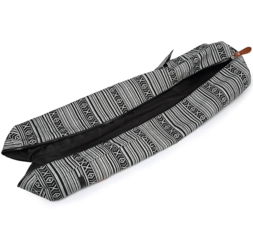 Yoga Mat Bag for Women & Men, Full-Zip Canvas Pilates Bag with Pockets | Lightweight Yoga Mat Carrier with Adjustable Shoulder Strap, Fits 1/4 & 1/3 Inch Thick Mats, for Studio Gym Travel Workout - color: Black and White