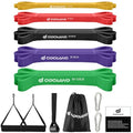 Odoland 5 Packs Pull Up Assist Bands, Pull Up Straps, Resistance Bands with Door Anchor and Handles, Stretch Mobility, Powerlifting and Extra Durable Exercise Bands with eGuide