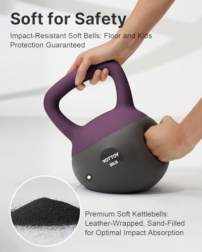 YOTTOY Soft Kettlebell, Set for Strength Training Kettlebells & Home Workouts, Soft-Sided Cushioned Base, Wide-Handle - Ideal for Men, Women, & Beginners - color: 25LB-Purple