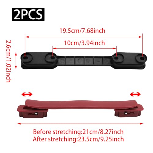 2Pcs Burgundy Plastic Luggage Straps with Screws, Luggage Handle Replacement, Grip Carry Strap for Repair - color: Burgundy