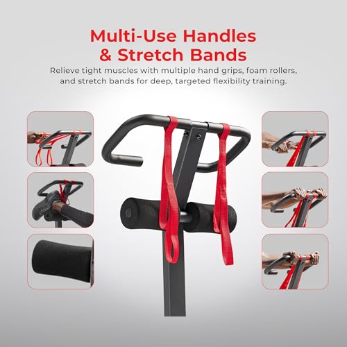 Sunny Health & Fitness Full Body Stretch Machine Back Stretcher Pivot Seat | Pivoting Seat, Multi-Use Handlebar, Padded Back Support, Full-Body Stretching, Flexibility Training, Home Gym Use - color: Black