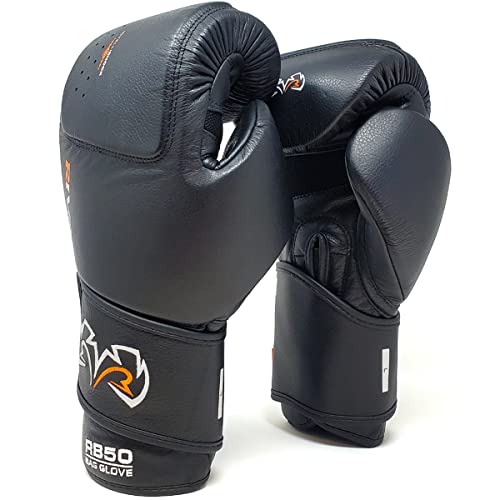 RIVAL Boxing RB50 Intelli-Shock Compact Bag Gloves, Hook and Loop Closure - Soft Inner Lining, Multi-Layered Foam Padding - color: Black, size: Large