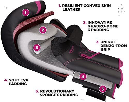 RDX Boxing Gloves, Pro Training Sparring, Maya Hide Leather, Muay Thai MMA Kickboxing, Men Women Adult, Heavy Punching Bag Focus Mitts Pads Workout, Ventilated Palm, Multi Layered, 8 10 12 14 16 18 Oz - color: PINK, size: 14 OZ
