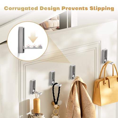 Folding Wall Hook, 2Pcs Foldable Coat Hooks Mounted, Heavy Duty Zinc Alloy No Rust Fold Up Hooks for Hanging Coat, Towel, Key, Hat, Bag, Jacket, Backpack (Brushed Nickel) - color: Brushed Nickel, size: 2