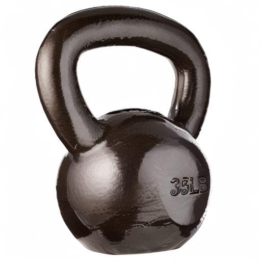 Amazon Basics Cast Iron Kettlebell for Strength Training, Textured Wide Handle, Black