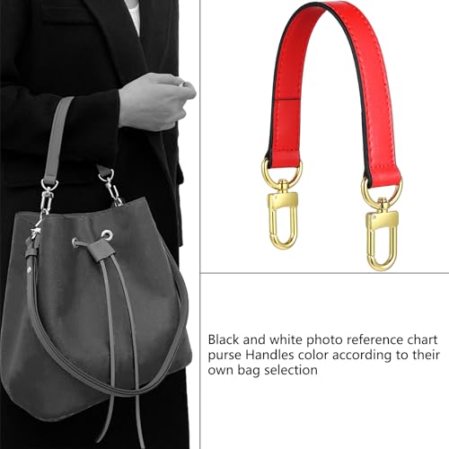 Genuine leather purse Handle compatible with Neonoe for Metis Noe BB NM Beaubourg Hobo - color: Red-purse Handles